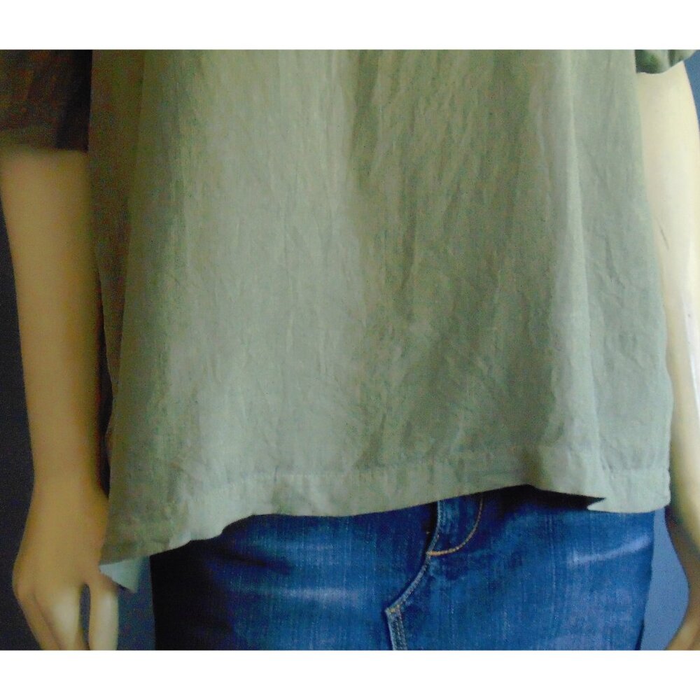 CP Shades Olive Green 100% Linen Tee Top M - Picture 4 of 8